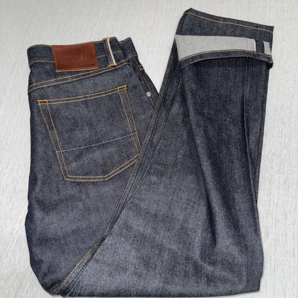 Mens Gustin Japanese Standard Selvedge Skinny Fit black jeans 33 x 30 NWOT